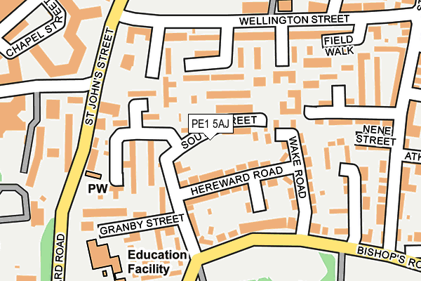 PE1 5AJ map - OS OpenMap – Local (Ordnance Survey)