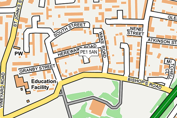 PE1 5AN map - OS OpenMap – Local (Ordnance Survey)