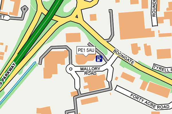 PE1 5AU map - OS OpenMap – Local (Ordnance Survey)