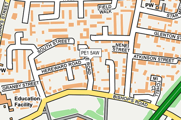 PE1 5AW map - OS OpenMap – Local (Ordnance Survey)