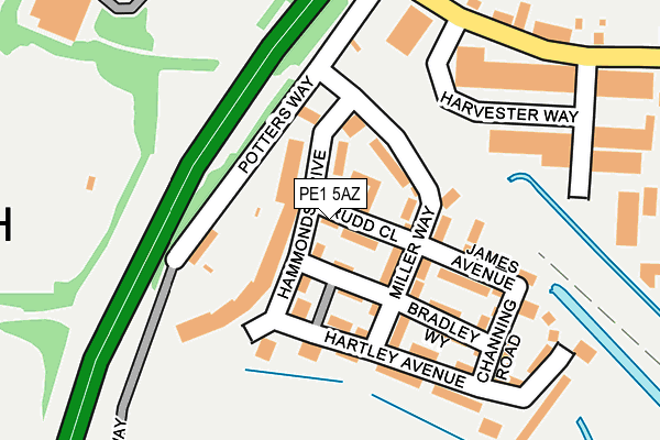 PE1 5AZ map - OS OpenMap – Local (Ordnance Survey)