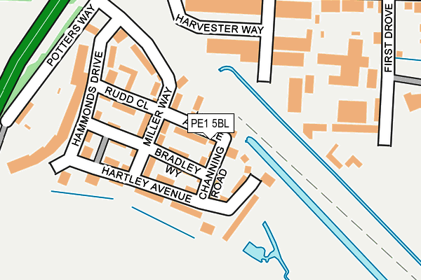 PE1 5BL map - OS OpenMap – Local (Ordnance Survey)