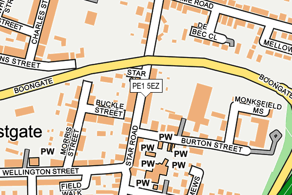 PE1 5EZ map - OS OpenMap – Local (Ordnance Survey)