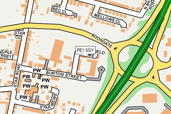 PE1 5GY map - OS OpenMap – Local (Ordnance Survey)