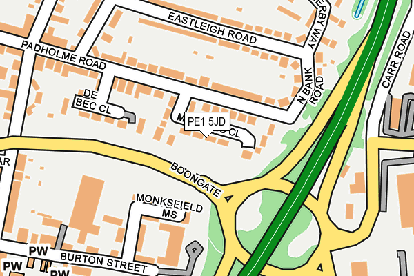 PE1 5JD map - OS OpenMap – Local (Ordnance Survey)