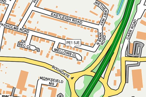PE1 5JE map - OS OpenMap – Local (Ordnance Survey)