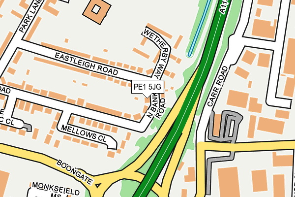 PE1 5JG map - OS OpenMap – Local (Ordnance Survey)
