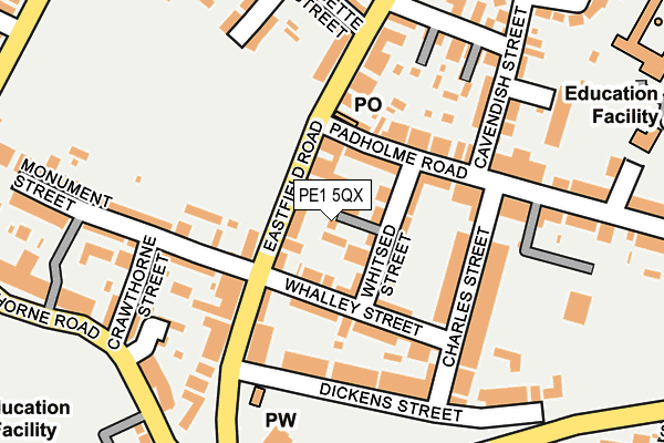 PE1 5QX map - OS OpenMap – Local (Ordnance Survey)