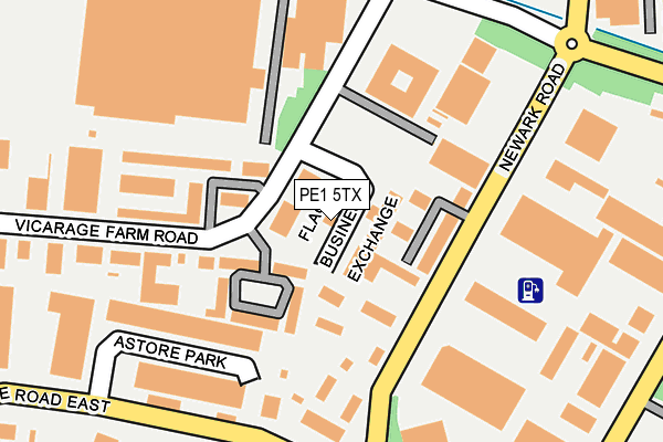 PE1 5TX map - OS OpenMap – Local (Ordnance Survey)
