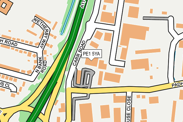 PE1 5YA map - OS OpenMap – Local (Ordnance Survey)