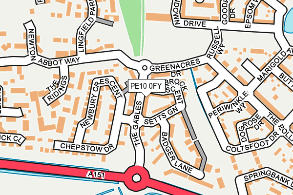 PE10 0FY map - OS OpenMap – Local (Ordnance Survey)