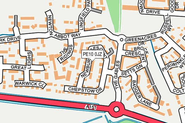 PE10 0JZ map - OS OpenMap – Local (Ordnance Survey)