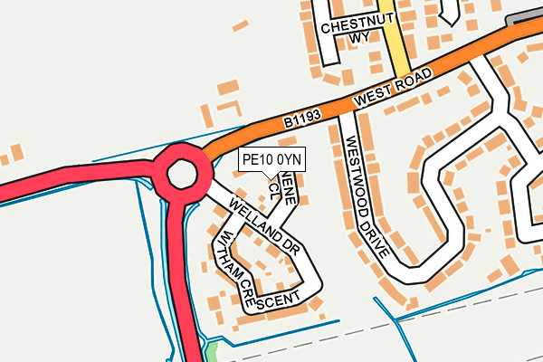 PE10 0YN map - OS OpenMap – Local (Ordnance Survey)