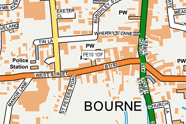 PE10 1DF map - OS OpenMap – Local (Ordnance Survey)