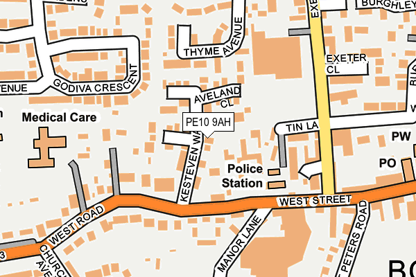 PE10 9AH map - OS OpenMap – Local (Ordnance Survey)
