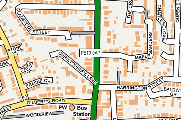PE10 9AP map - OS OpenMap – Local (Ordnance Survey)