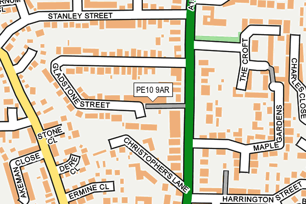 PE10 9AR map - OS OpenMap – Local (Ordnance Survey)
