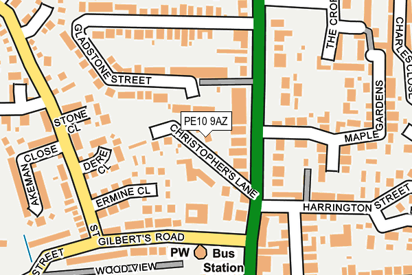 PE10 9AZ map - OS OpenMap – Local (Ordnance Survey)