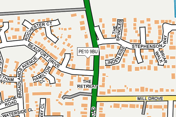 PE10 9BU map - OS OpenMap – Local (Ordnance Survey)