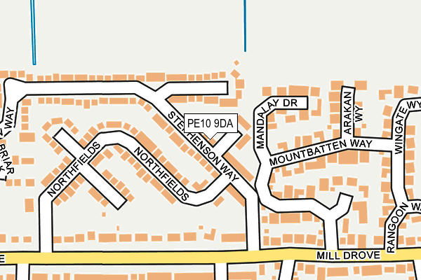 PE10 9DA map - OS OpenMap – Local (Ordnance Survey)