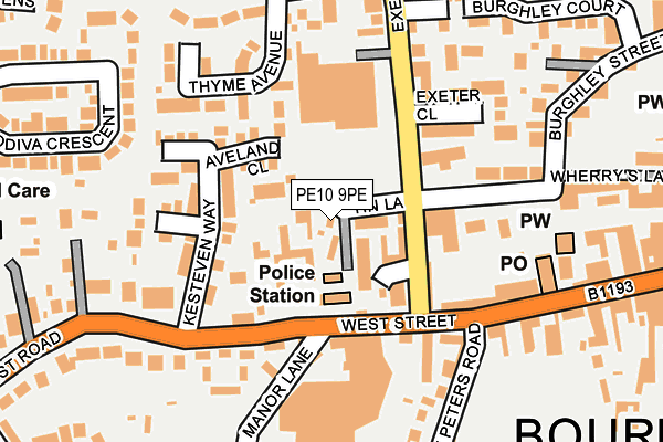 PE10 9PE map - OS OpenMap – Local (Ordnance Survey)
