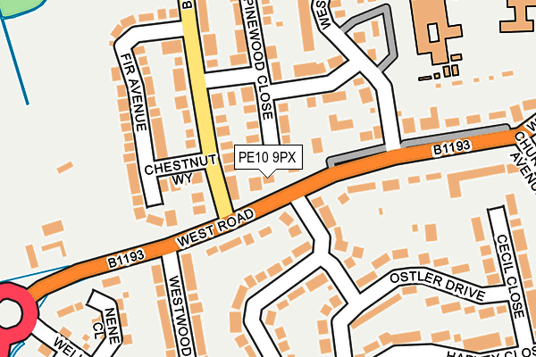 PE10 9PX map - OS OpenMap – Local (Ordnance Survey)