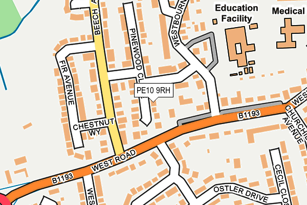 PE10 9RH map - OS OpenMap – Local (Ordnance Survey)