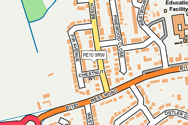 PE10 9RW map - OS OpenMap – Local (Ordnance Survey)
