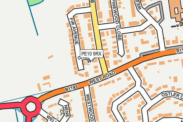 PE10 9RX map - OS OpenMap – Local (Ordnance Survey)