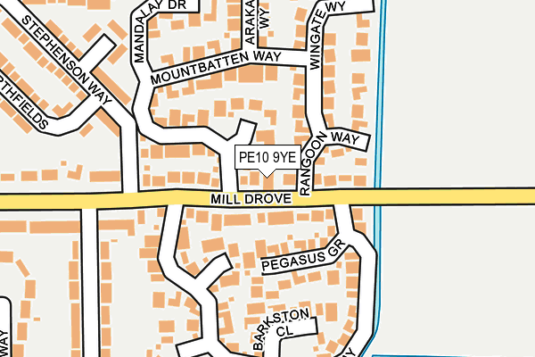 PE10 9YE map - OS OpenMap – Local (Ordnance Survey)