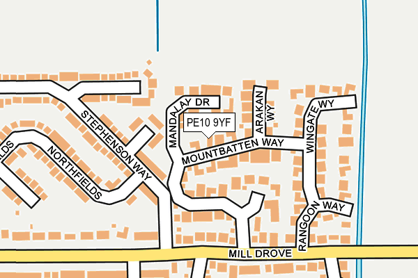 PE10 9YF map - OS OpenMap – Local (Ordnance Survey)