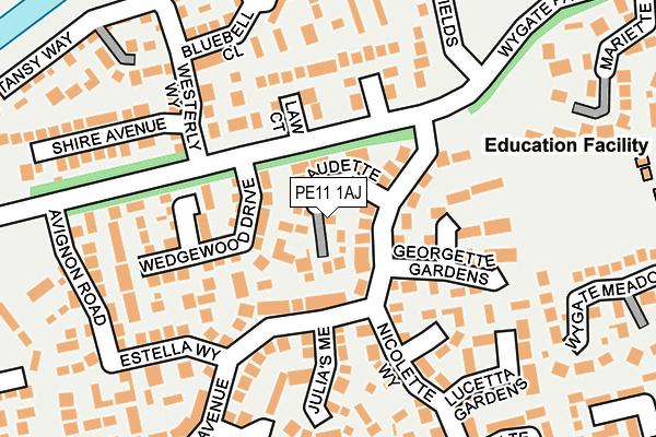 PE11 1AJ map - OS OpenMap – Local (Ordnance Survey)