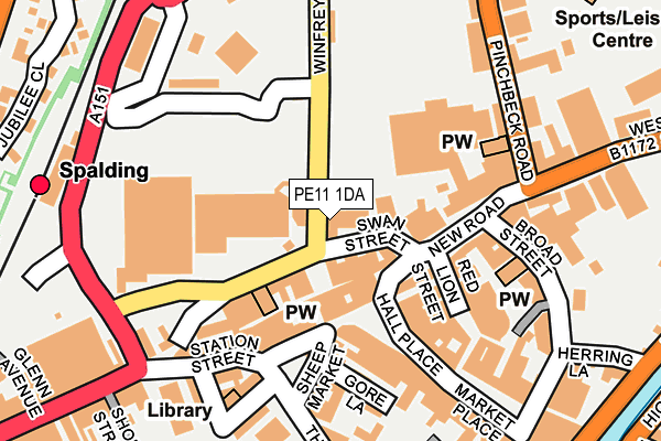 PE11 1DA map - OS OpenMap – Local (Ordnance Survey)