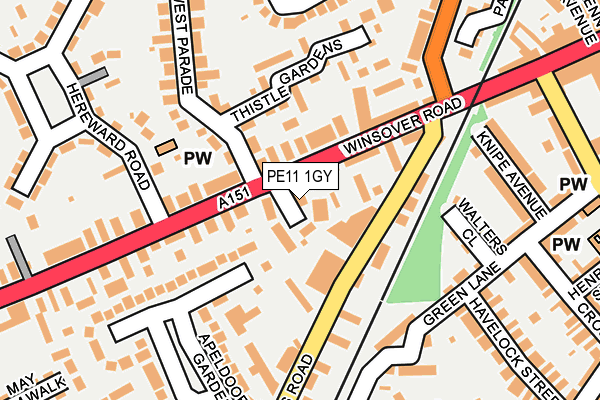 PE11 1GY map - OS OpenMap – Local (Ordnance Survey)