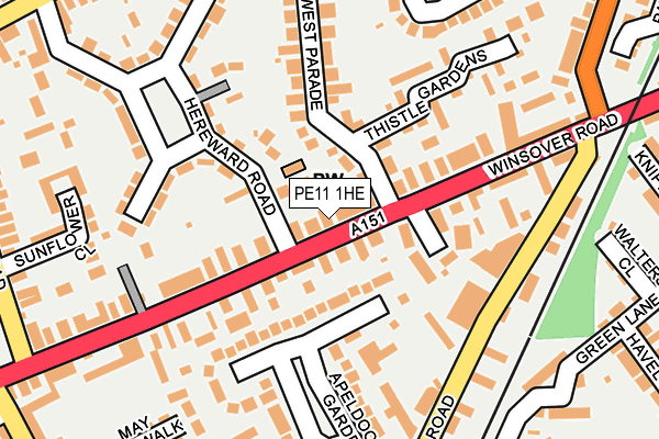 PE11 1HE map - OS OpenMap – Local (Ordnance Survey)