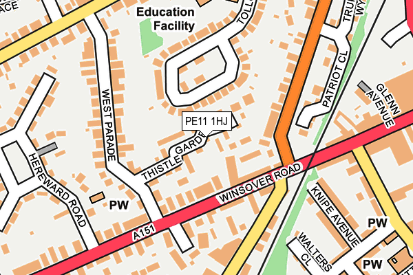 PE11 1HJ map - OS OpenMap – Local (Ordnance Survey)