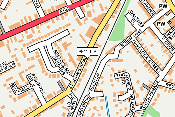PE11 1JB map - OS OpenMap – Local (Ordnance Survey)