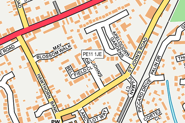 PE11 1JE map - OS OpenMap – Local (Ordnance Survey)