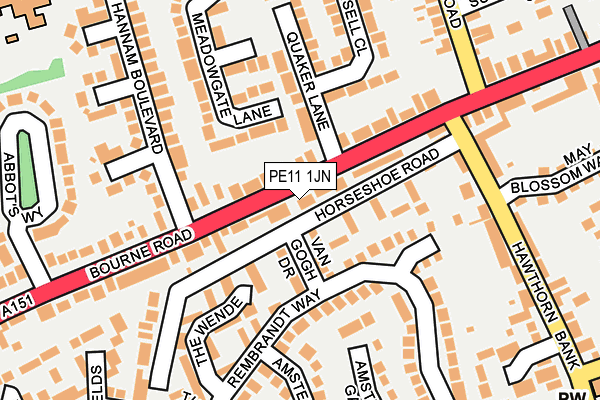 PE11 1JN map - OS OpenMap – Local (Ordnance Survey)