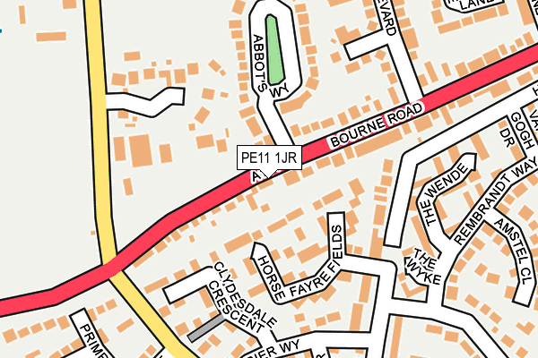 PE11 1JR map - OS OpenMap – Local (Ordnance Survey)