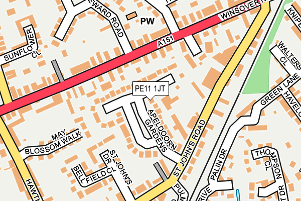 PE11 1JT map - OS OpenMap – Local (Ordnance Survey)