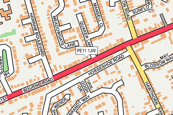 PE11 1JW map - OS OpenMap – Local (Ordnance Survey)