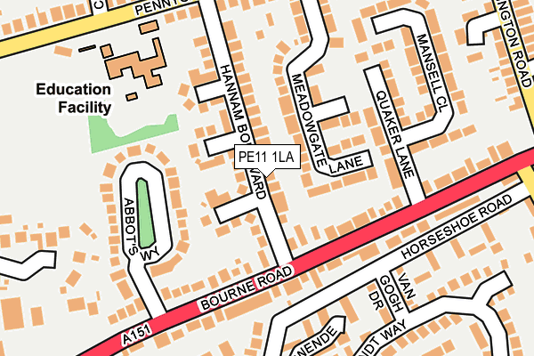 PE11 1LA map - OS OpenMap – Local (Ordnance Survey)