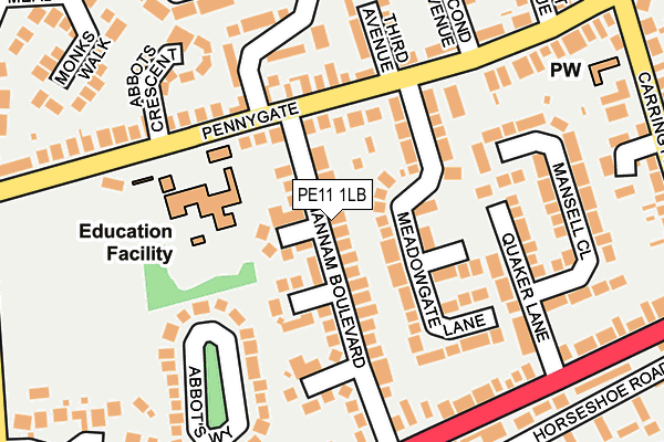 PE11 1LB map - OS OpenMap – Local (Ordnance Survey)