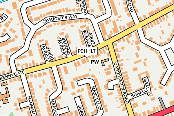 PE11 1LT map - OS OpenMap – Local (Ordnance Survey)