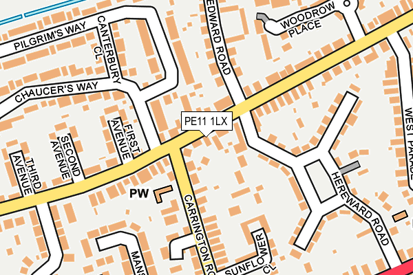 PE11 1LX map - OS OpenMap – Local (Ordnance Survey)