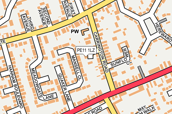 PE11 1LZ map - OS OpenMap – Local (Ordnance Survey)
