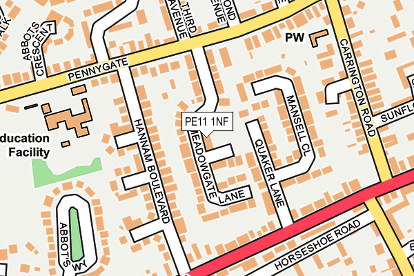 PE11 1NF map - OS OpenMap – Local (Ordnance Survey)