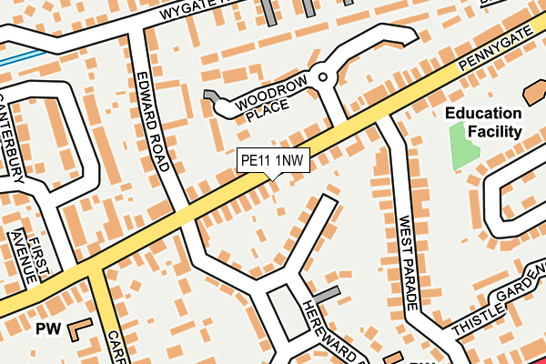 PE11 1NW map - OS OpenMap – Local (Ordnance Survey)