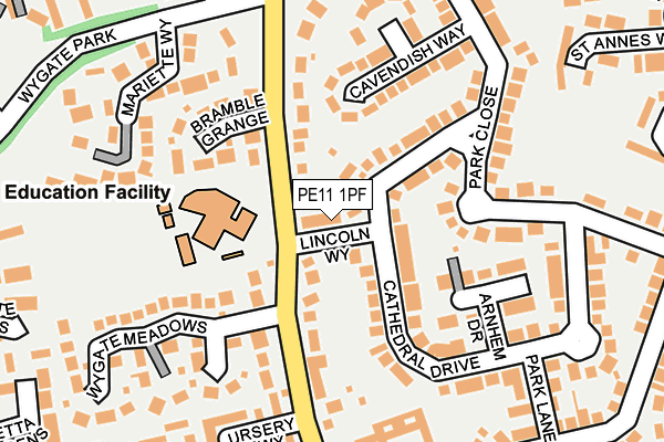 PE11 1PF map - OS OpenMap – Local (Ordnance Survey)